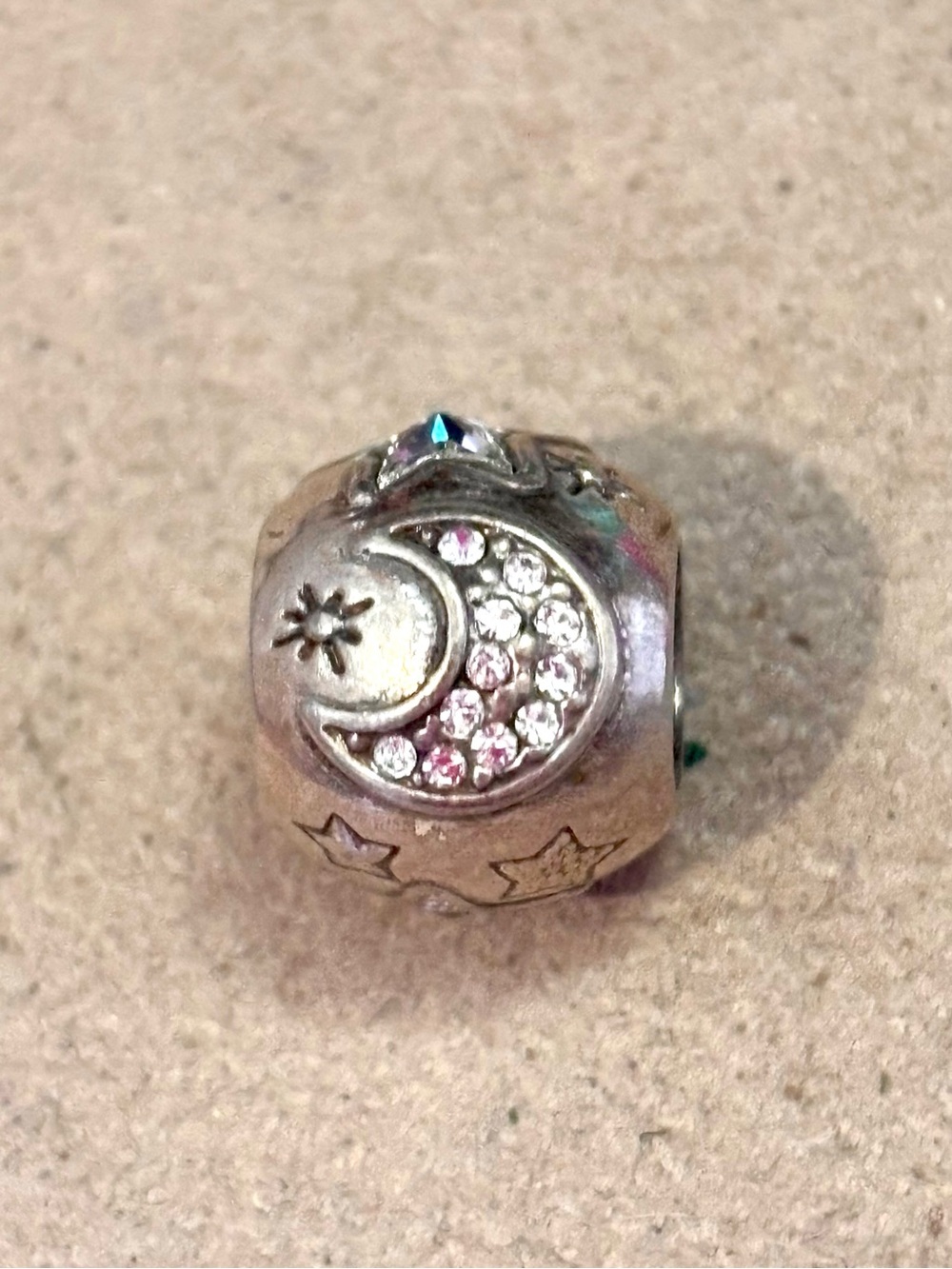 🆕Listing! Brighton Moon and Stars bead Etched design w. clear crystals Retired